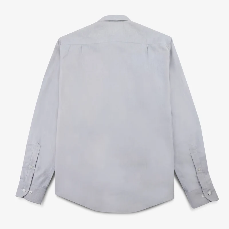 Chemise manches longues en coton avec poche poitrine diamant grise