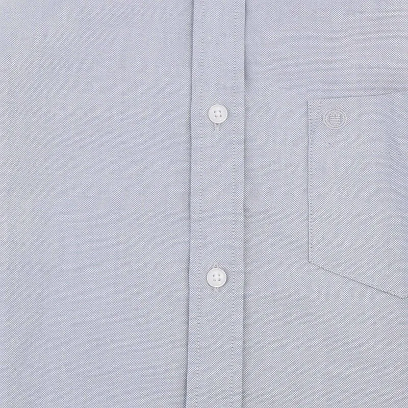 Chemise manches longues en coton avec poche poitrine diamant grise