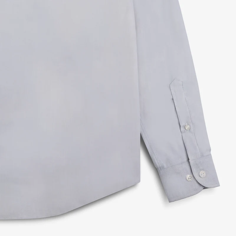 Chemise manches longues en coton avec poche poitrine diamant grise
