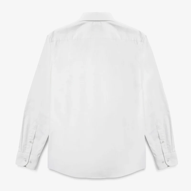 Chemise manches longues en coton avec poche poitrine blanche