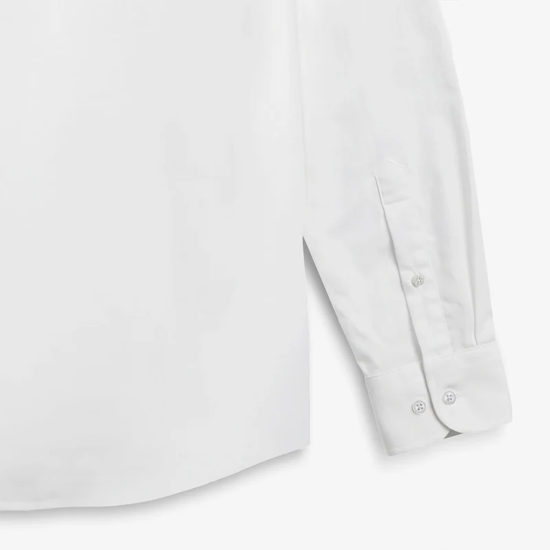 Chemise manches longues en coton avec poche poitrine blanche