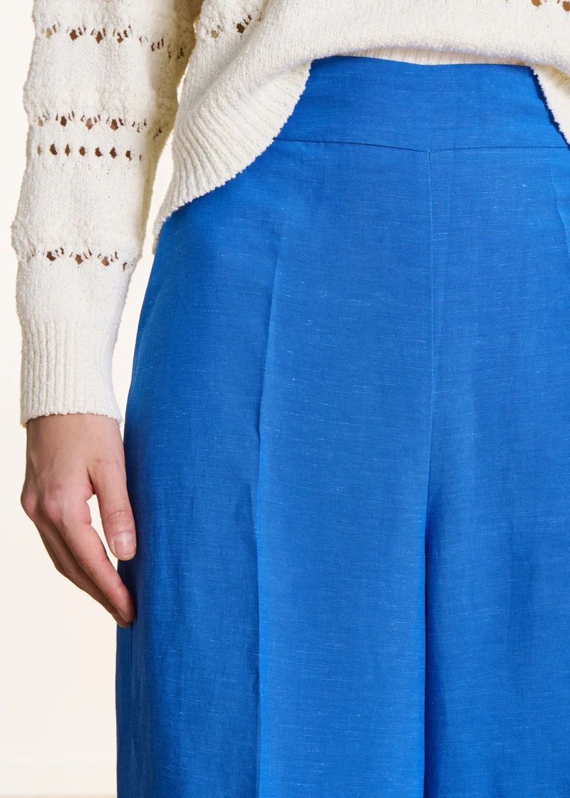 Pantalon large bleu roi taille haute