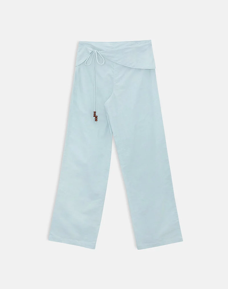 Pantalon Cursa en lin bleu acier avec ceinture