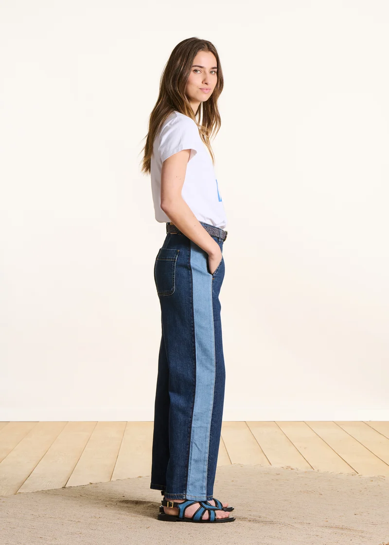 Jean barrel bicolore en coton biologique
