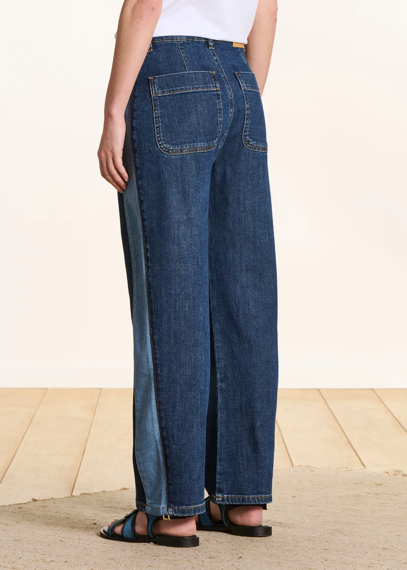 Jean barrel bicolore en coton biologique