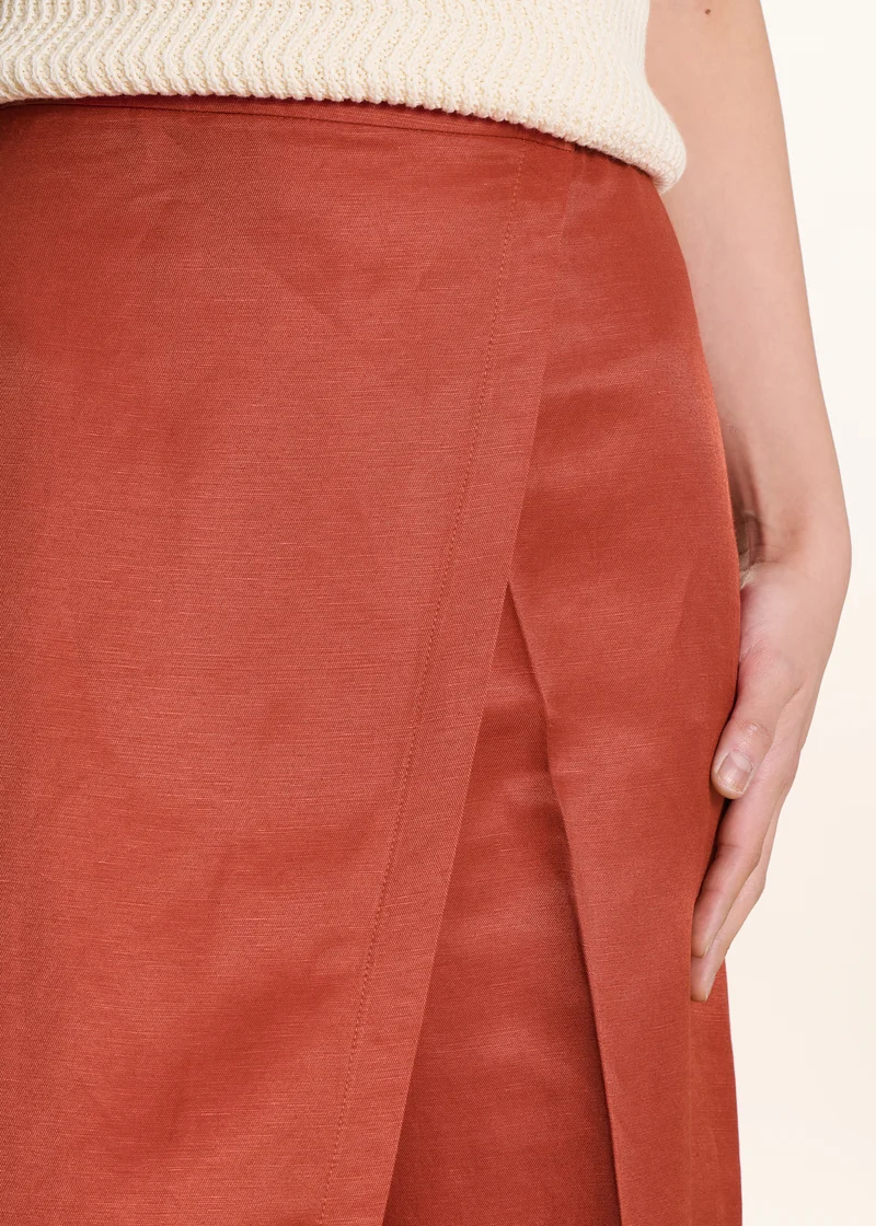 Pantalon taille haute 7/8ème brique à pan