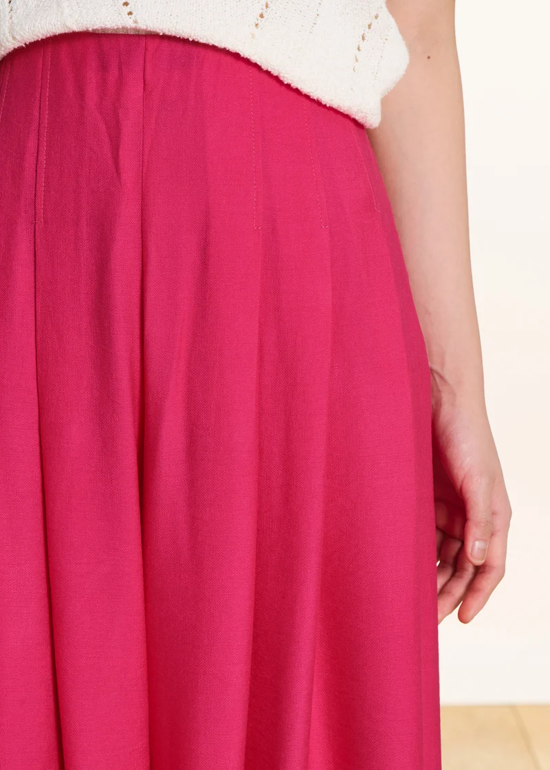 Pantalon rose fuchsia long taille haute élastiquée