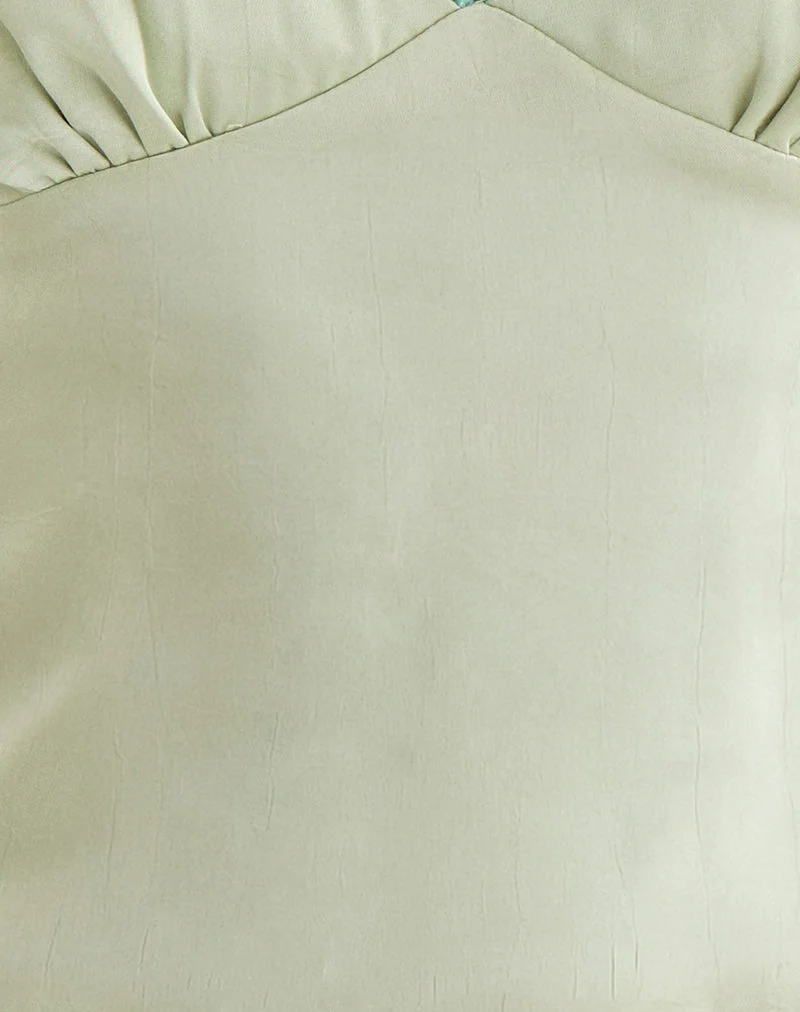 Top Cami Chatura, couleur « Satin Sage », avec bordure picotée