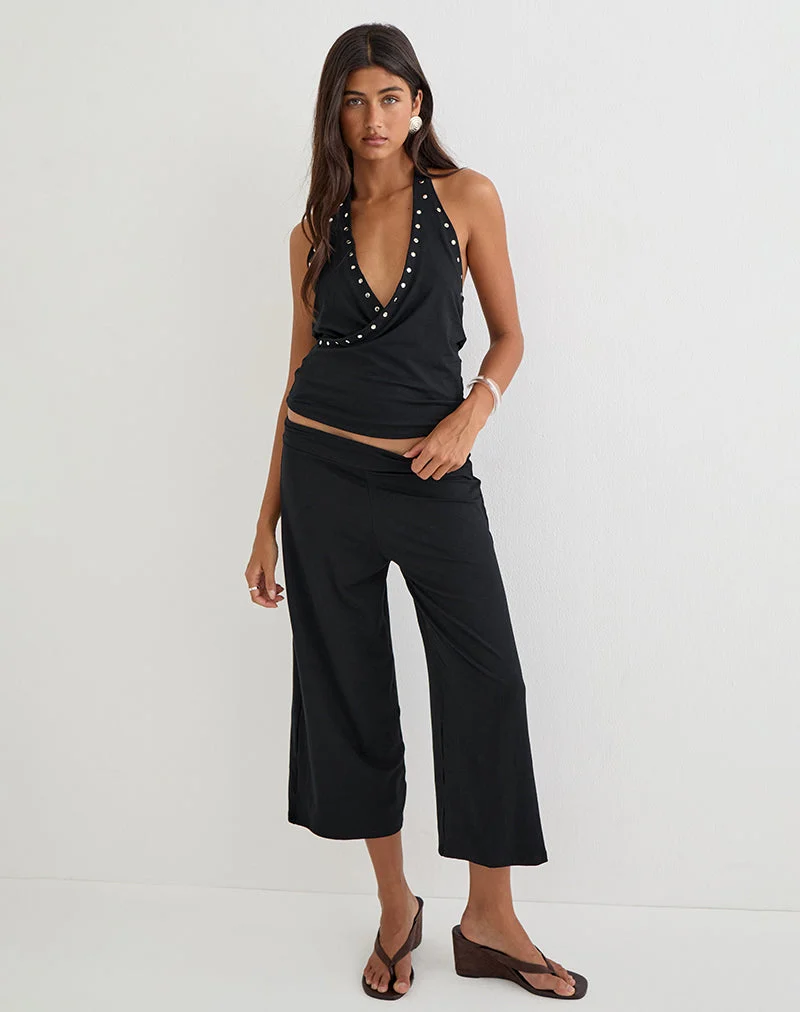 Pantalon Ano Capri en jersey de rayonne, noir