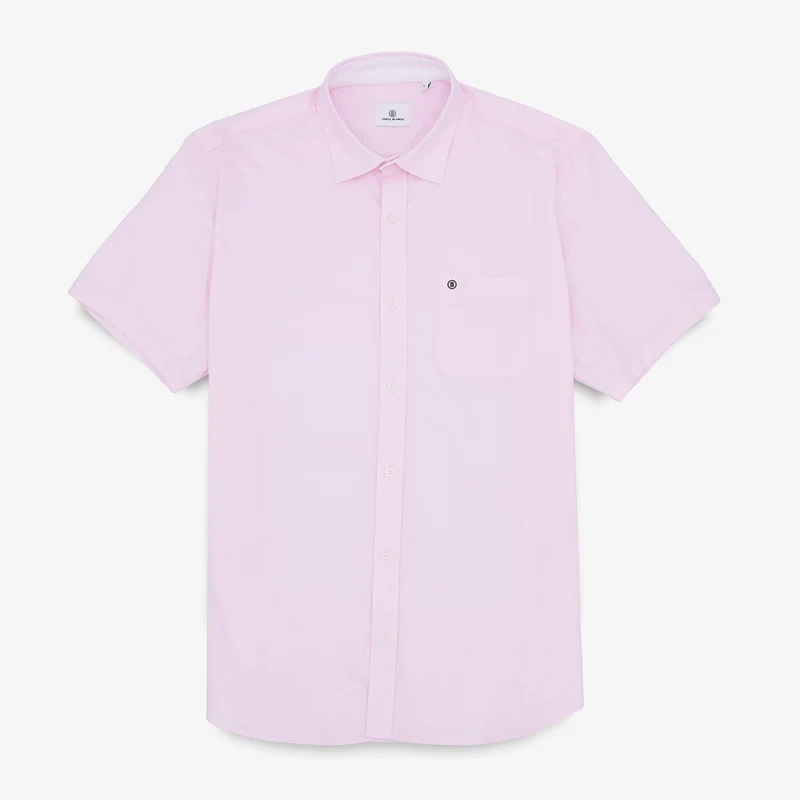 Chemise manches courtes tissu oxford rose