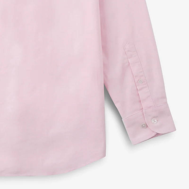 Chemise manches longues en coton oxford avec poche poitrine rose