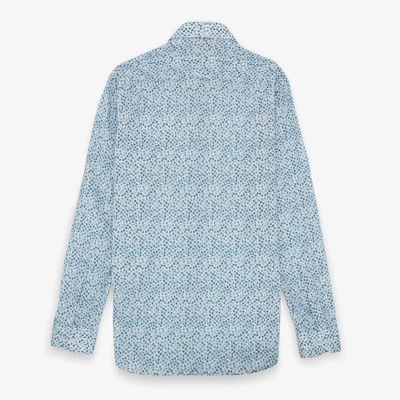 Chemise manches longues imprimée en coton bleu