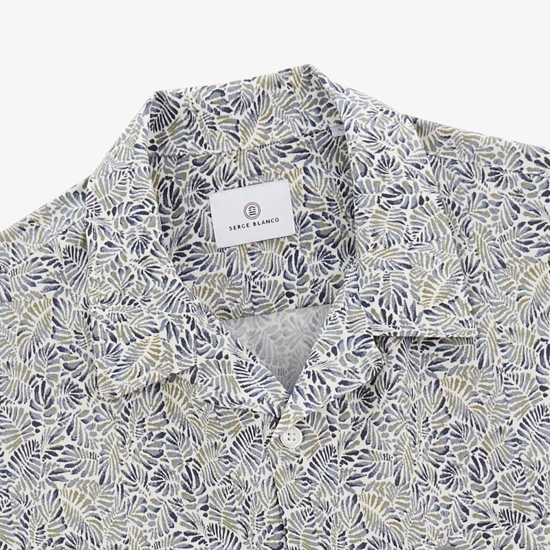Chemise Caracas imprimé feuillage bleu nuage