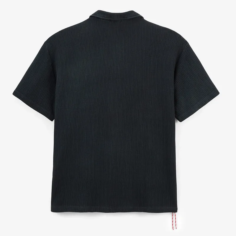Chemise manches courtes en coton jacquard gris carbone