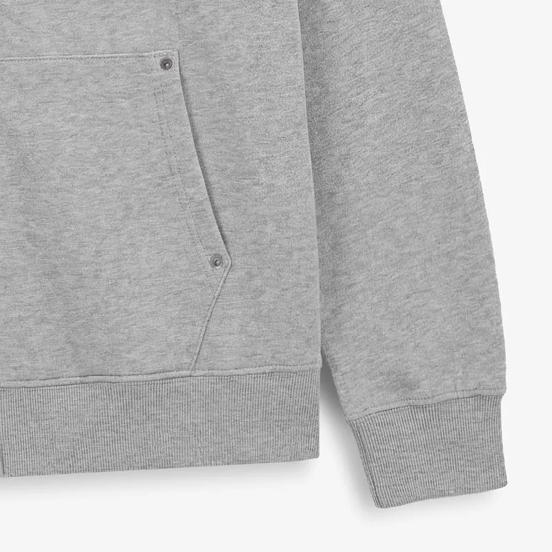 Sweat à capuche zippé teinture old en coton gris chiné