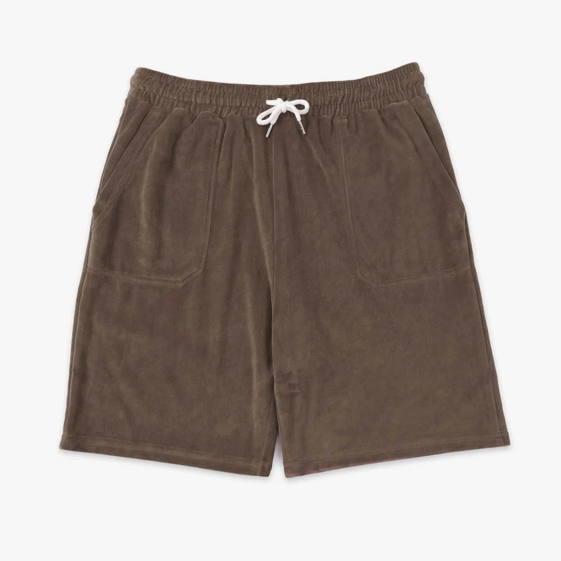 Bermuda en éponge avec taille élastiquée marron argile