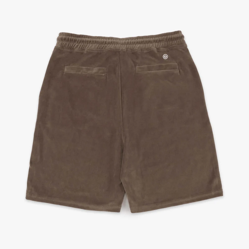 Bermuda en éponge avec taille élastiquée marron argile