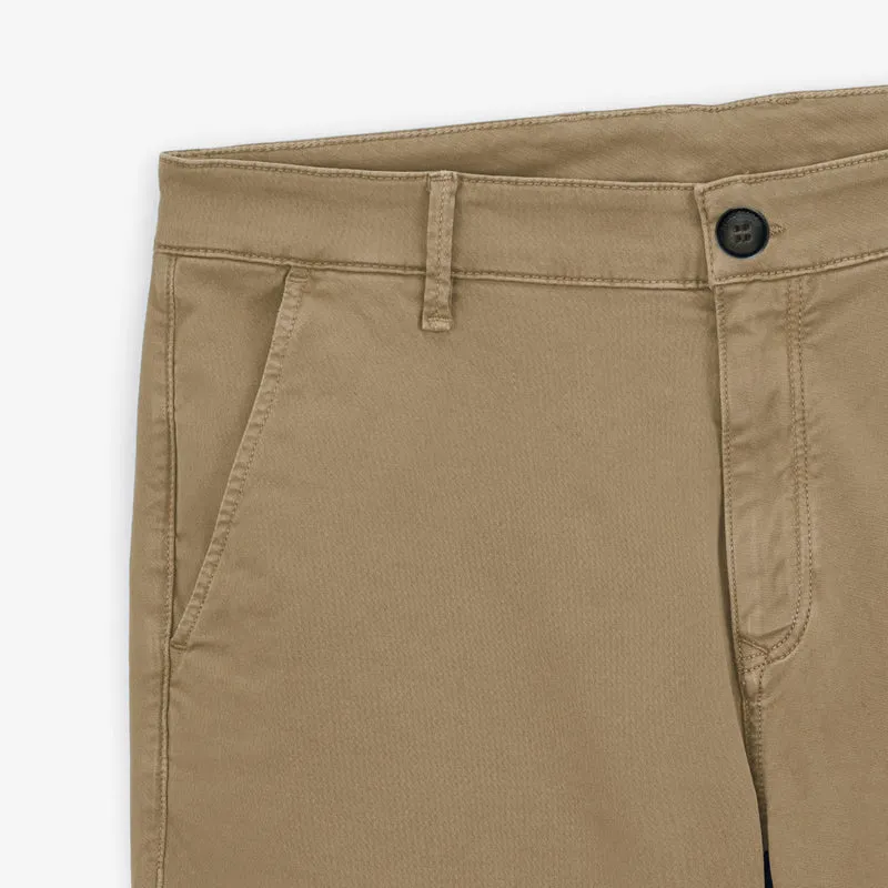 Bermuda 200 coupe droite en coton stretch beige