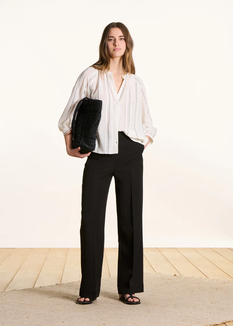 Pantalon uni noir droit