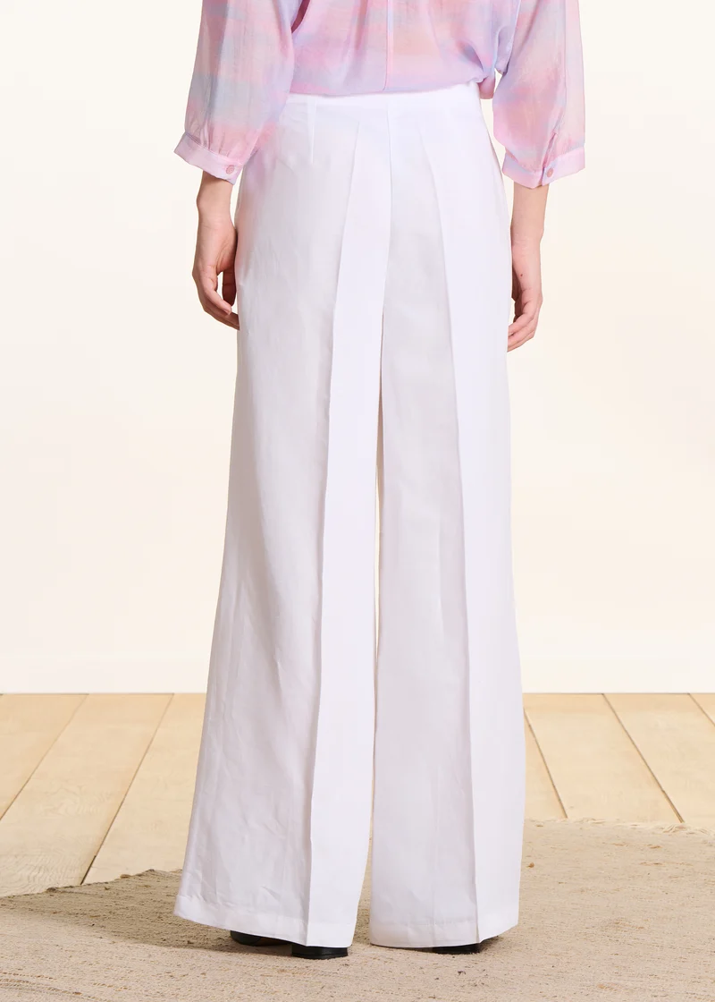 Pantalon large blanc taille haute