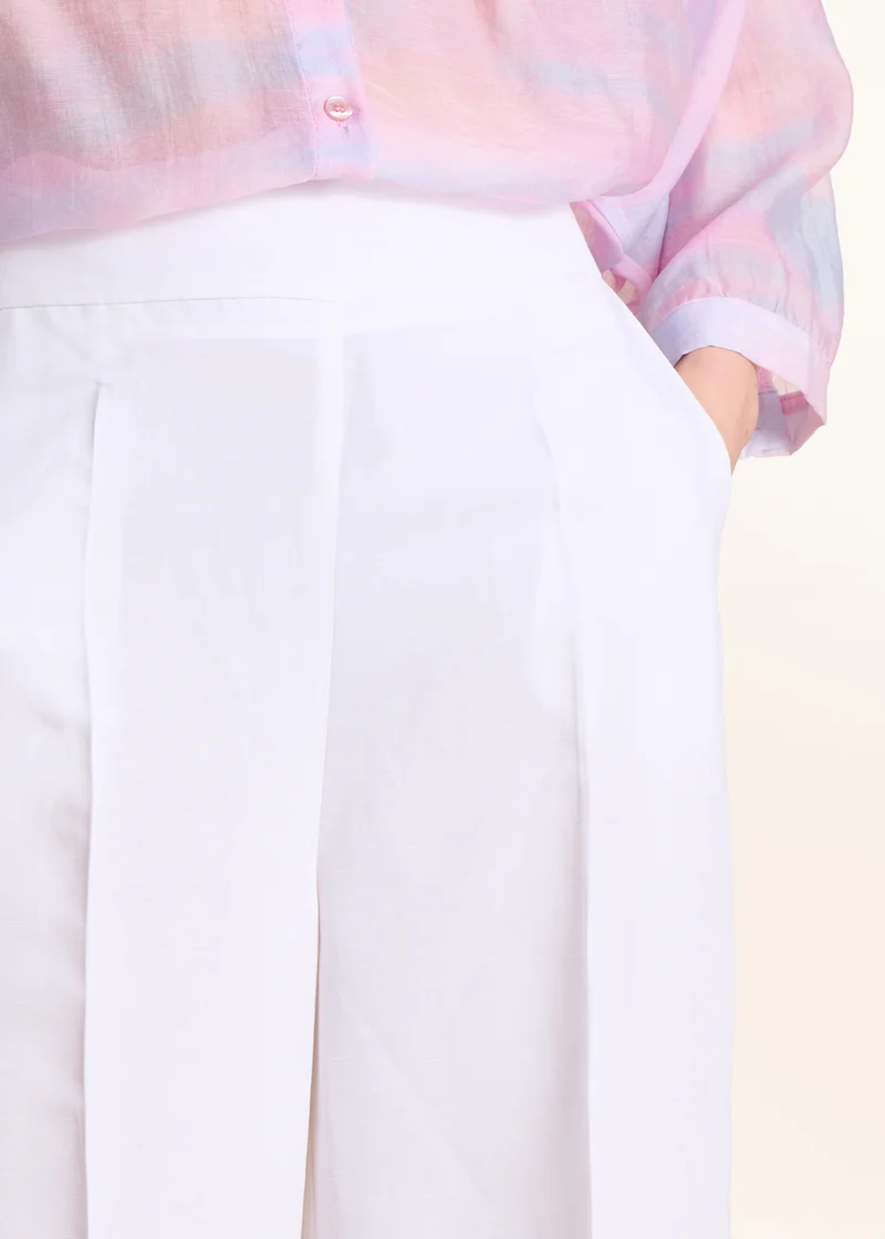 Pantalon large blanc taille haute