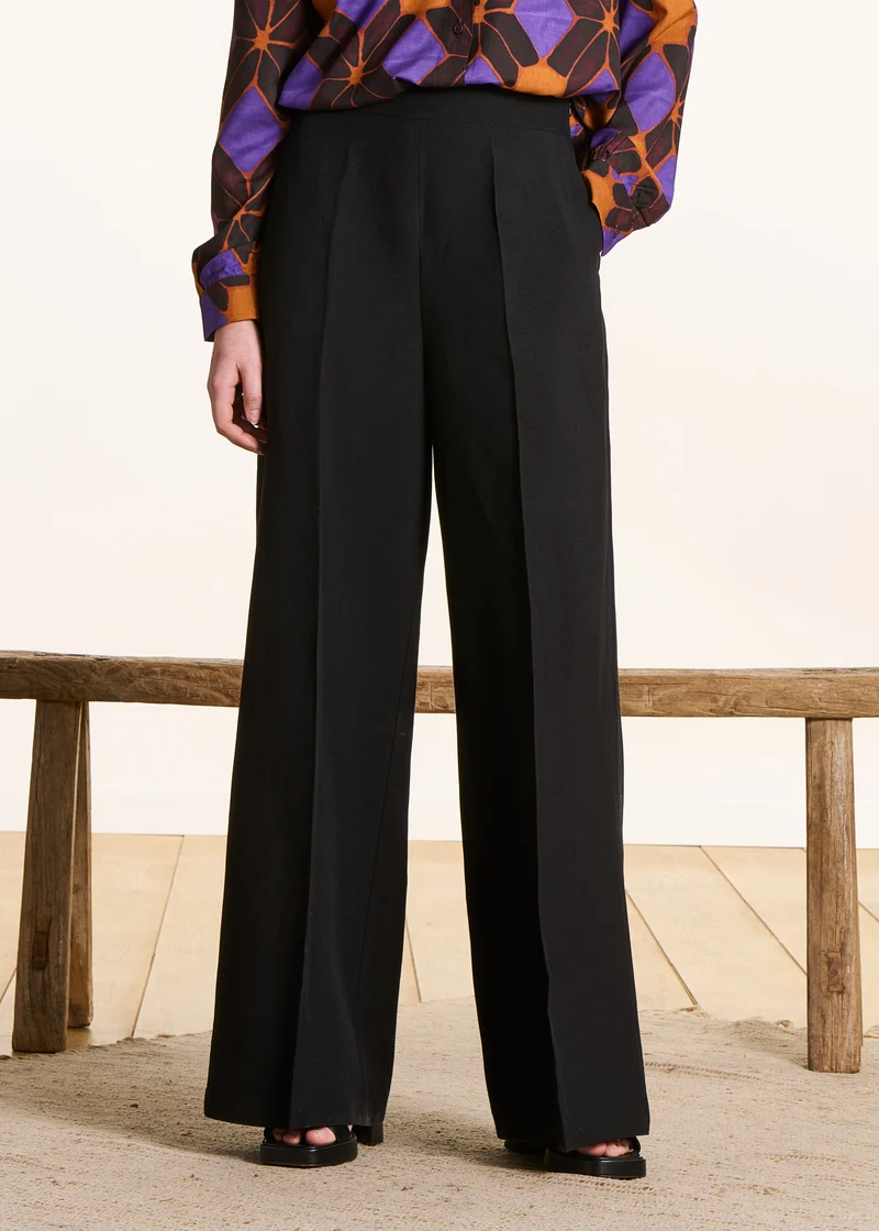 Pantalon large noir taille haute