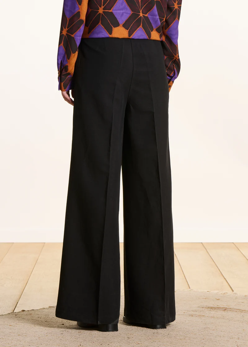 Pantalon large noir taille haute