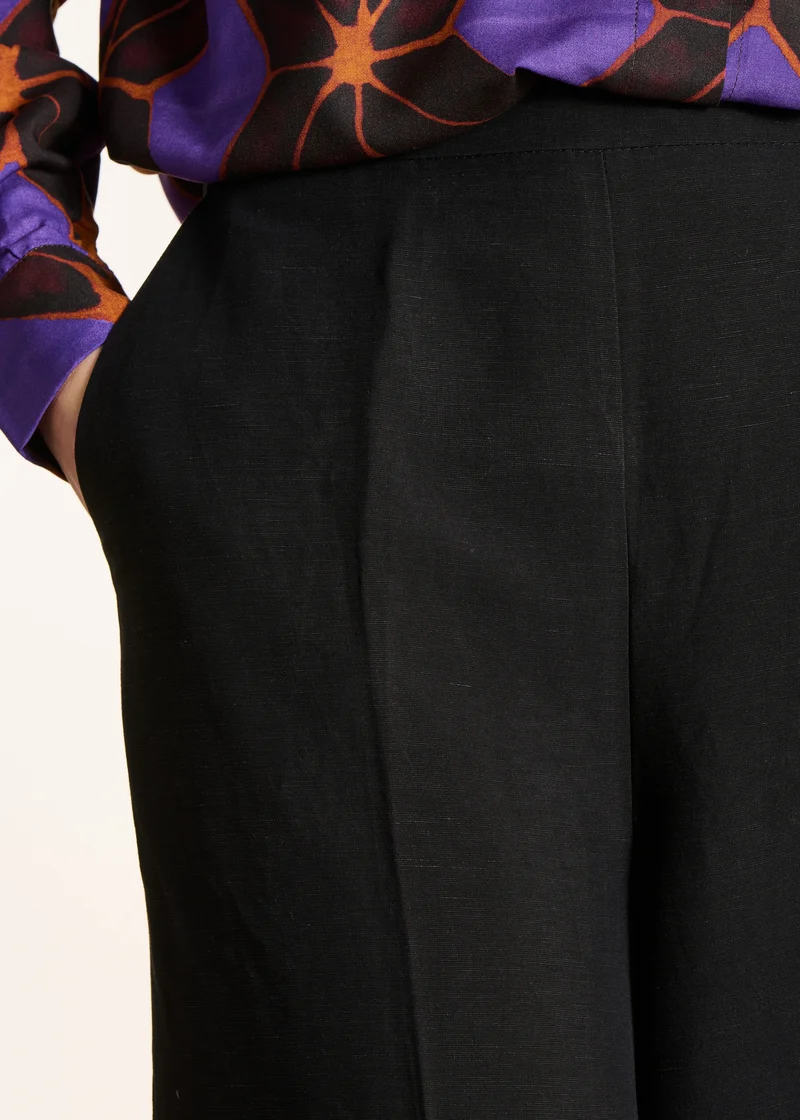 Pantalon large noir taille haute