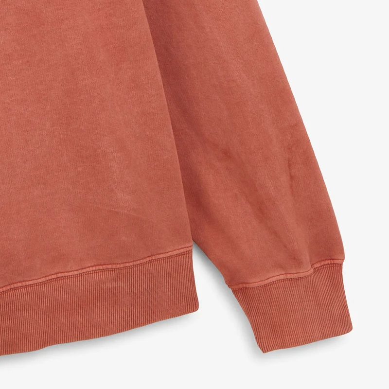 Sweat à capuche zippé teinture old en coton orange rouille