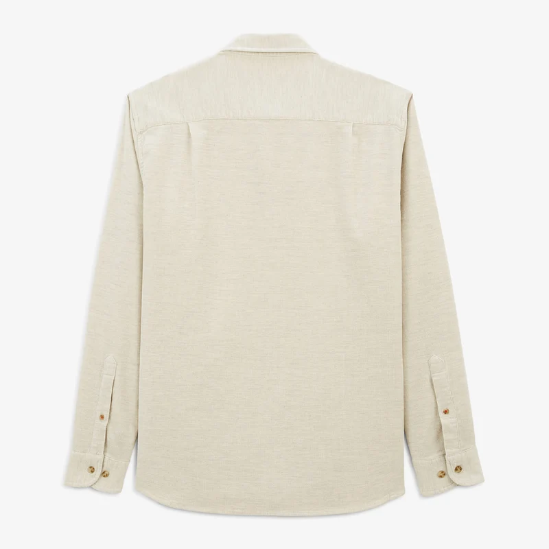 Chemise manches longues en coton velours blanc ivoire Charles