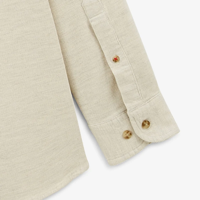Chemise manches longues en coton velours blanc ivoire Charles