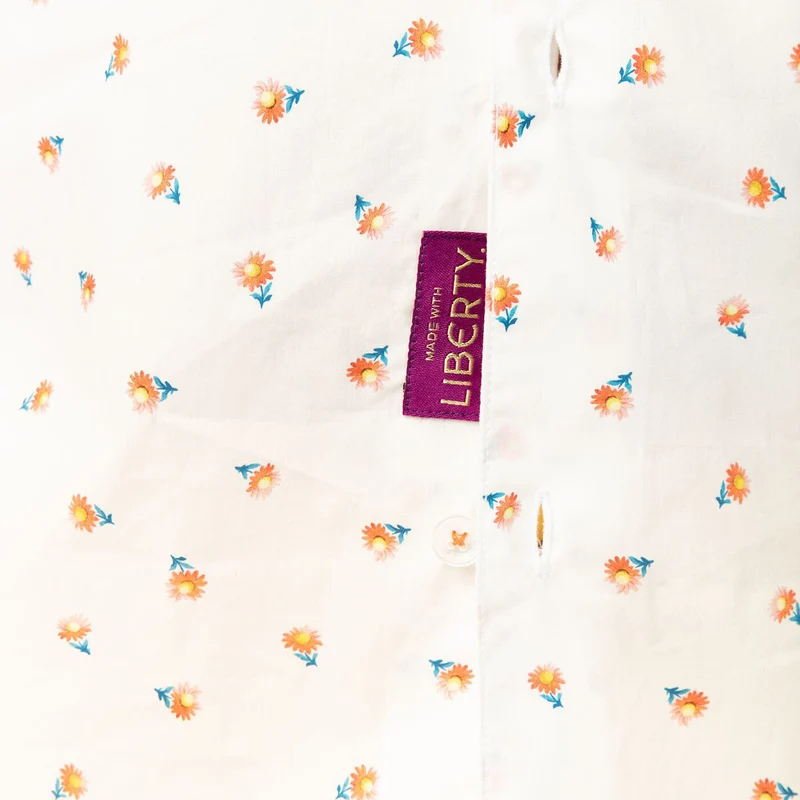 Chemise manches longues blanche imprimé fleurs