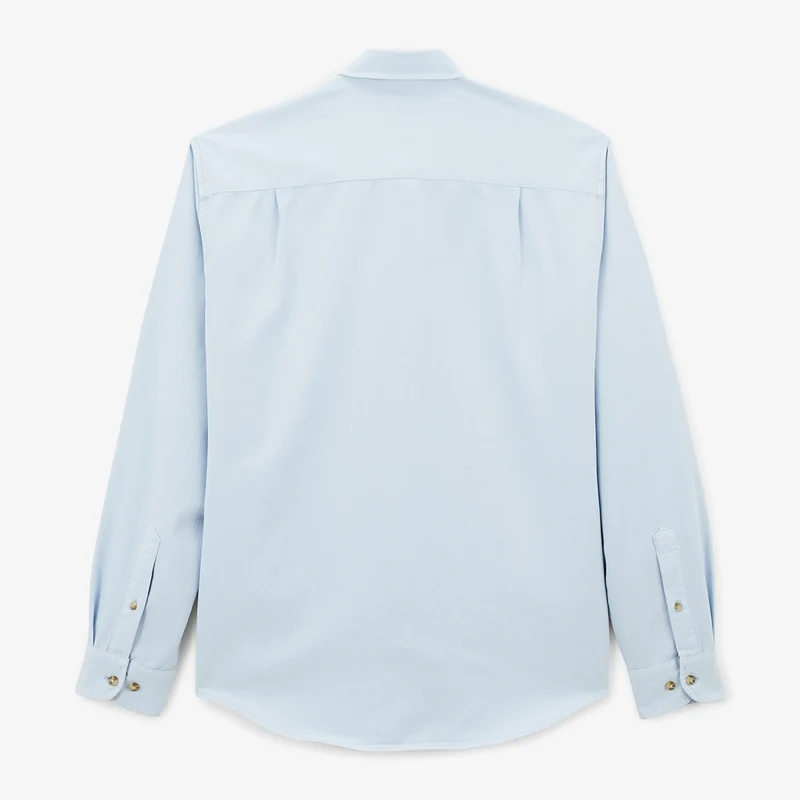 Chemise manches longues en coton twill unie bleu dragée Charles