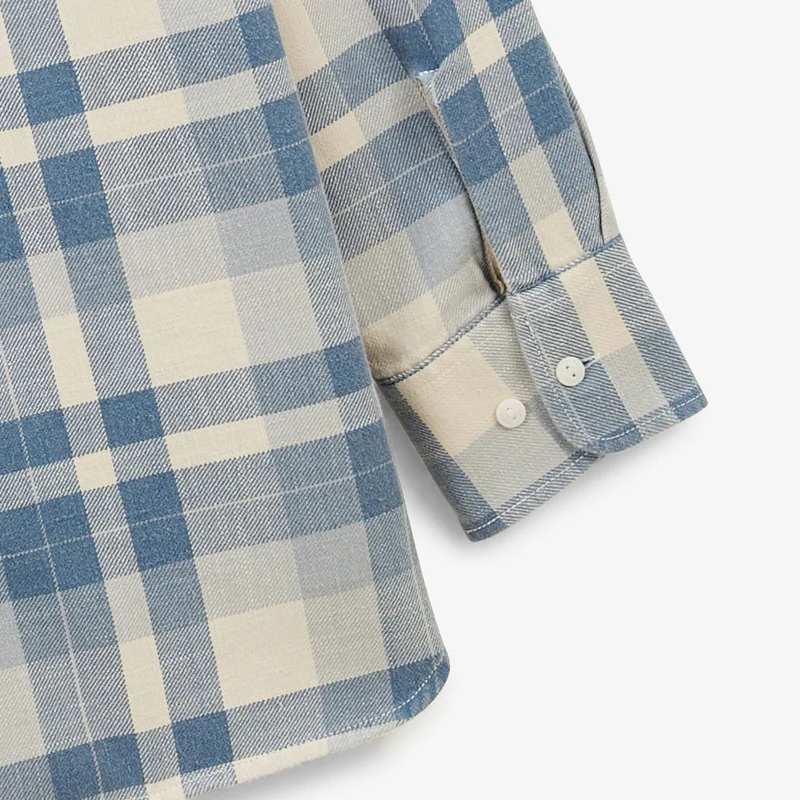 Chemise manches longues Amsterdam en coton à carreaux bleue