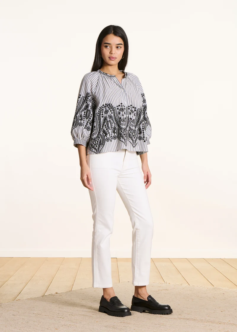 Jean blanc droit 7/8ème en coton biologique