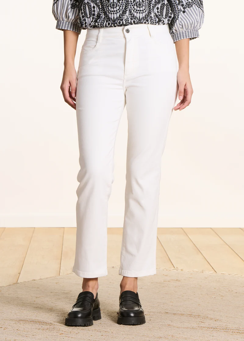 Jean blanc droit 7/8ème en coton biologique