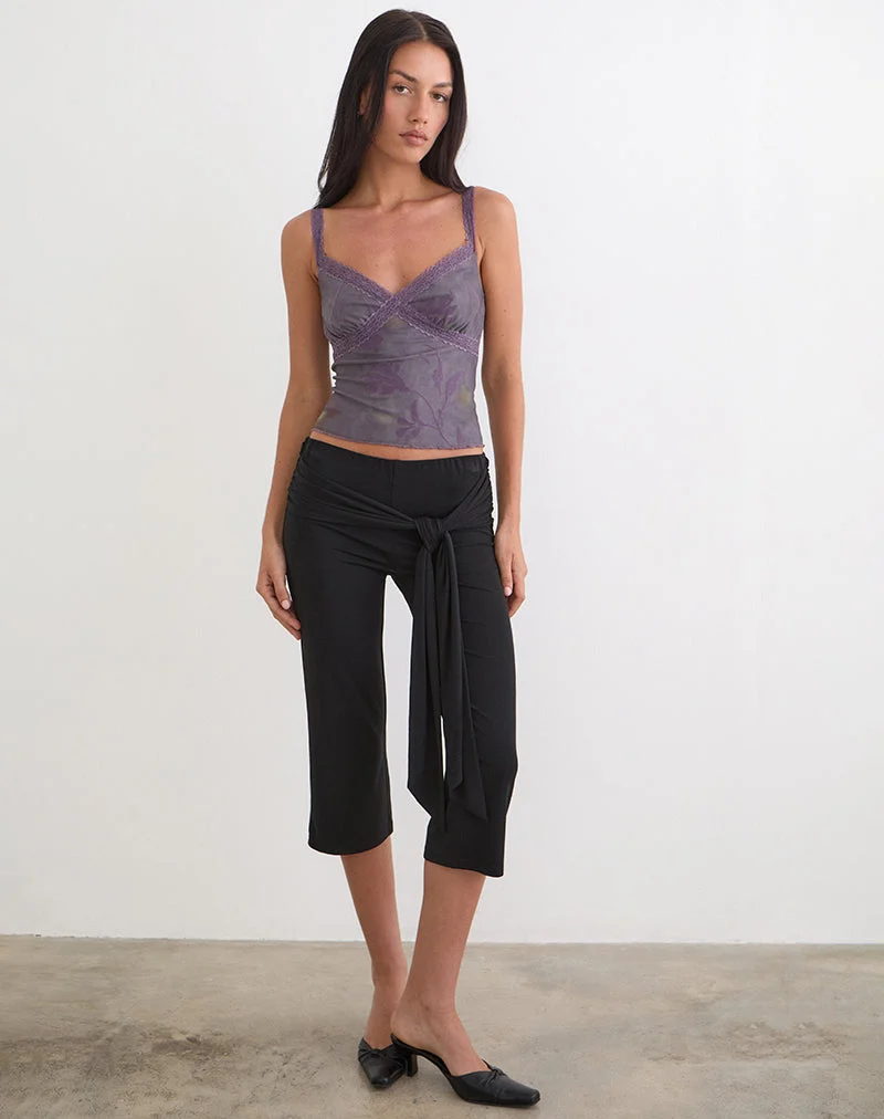 Haut Rasa Cami à fleurs évasées violet