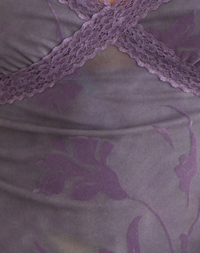 Haut Rasa Cami à fleurs évasées violet