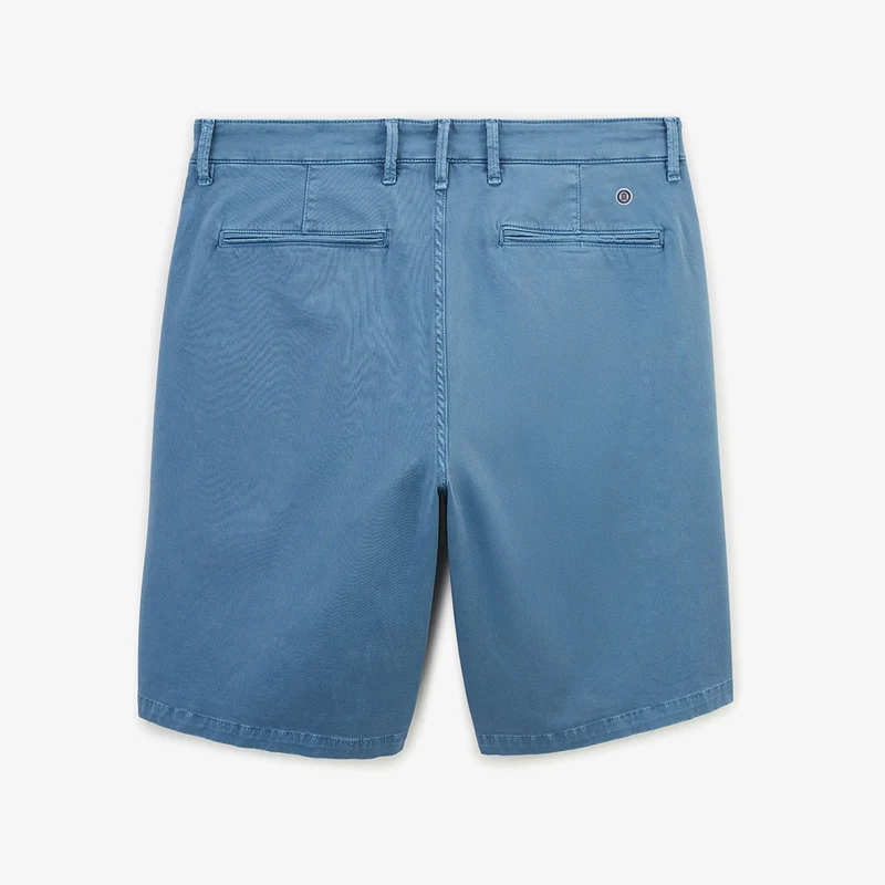 Bermuda 200 coupe droite en coton stretch bleu céruléen