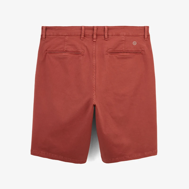 Bermuda 200 coupe droite en coton stretch orange rouille