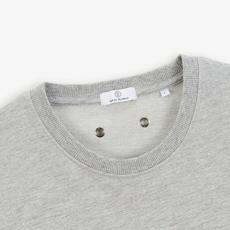 Sweat col rond Archives teinture old en coton gris chiné