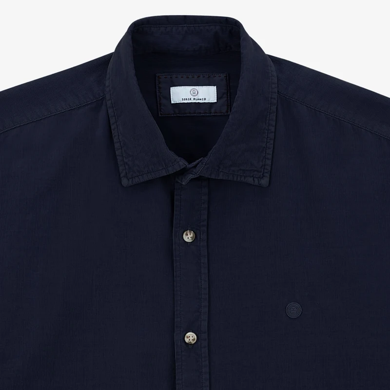 Chemise Charles en velours bleu marine