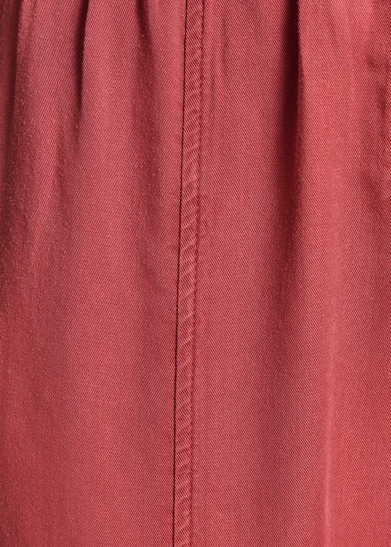 Pantalon fluide rouge en lyocell taille élastiquée