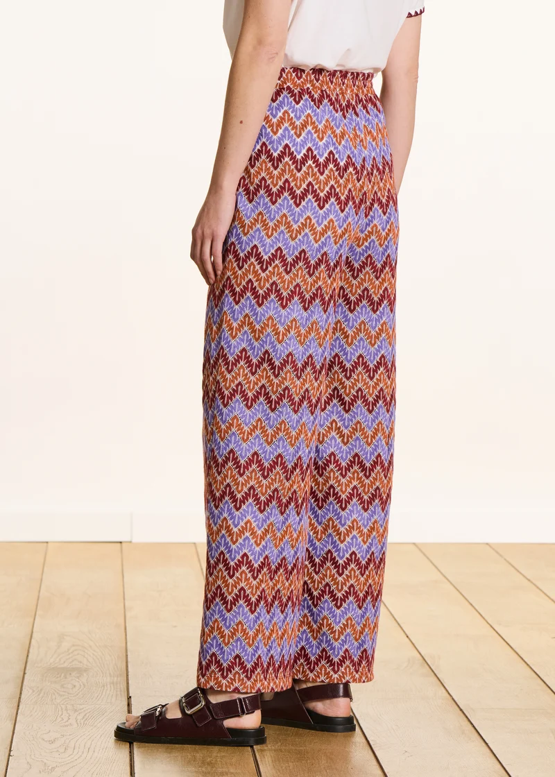 Pantalon droit 7/8ème en crochet mauve