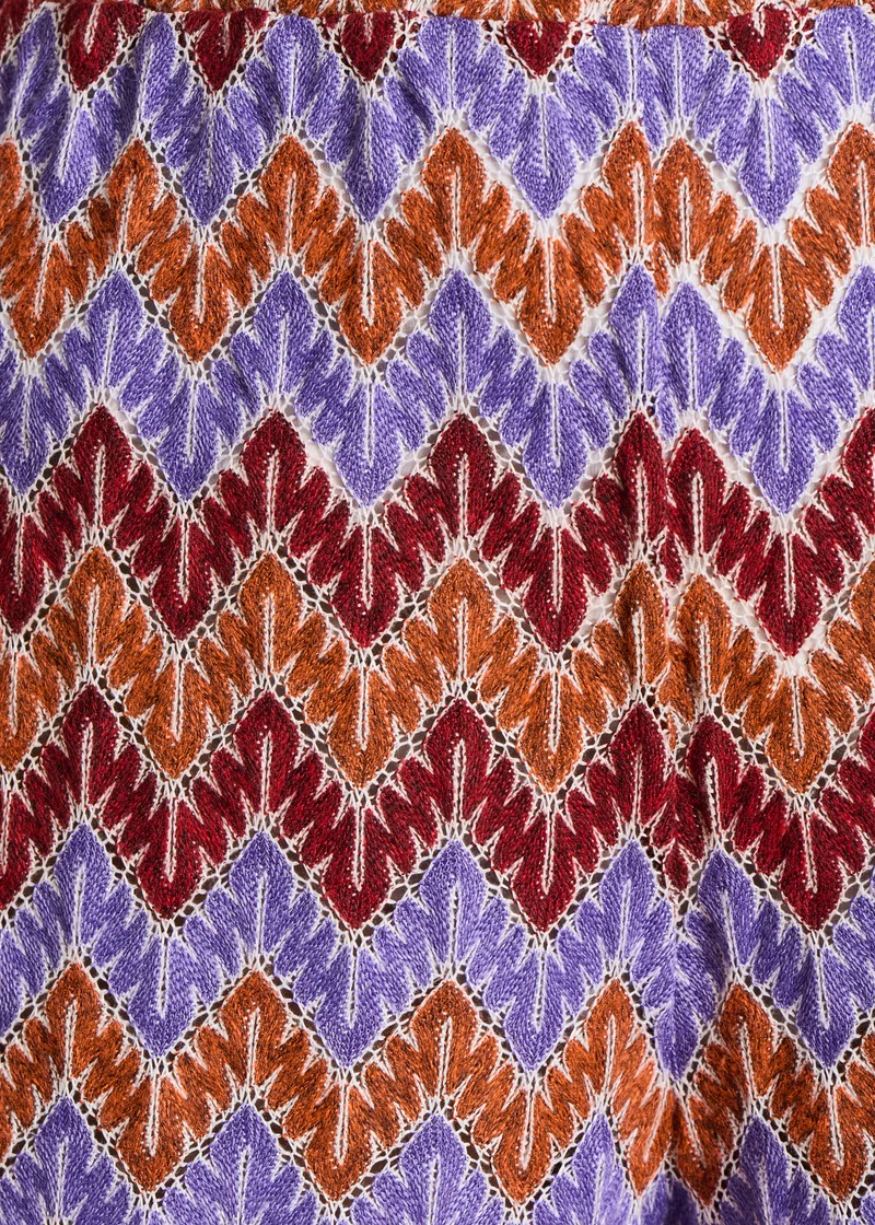 Pantalon droit 7/8ème en crochet mauve