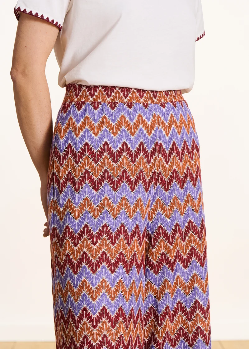 Pantalon droit 7/8ème en crochet mauve