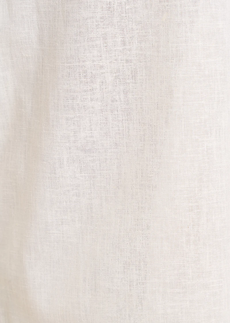 Pantalon écru large taille haute en lin et coton