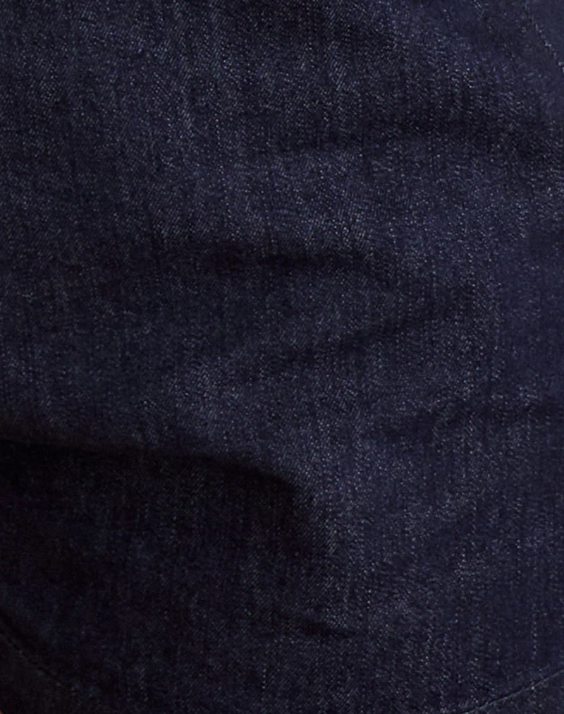 Mini-short Alita en chambray indigo avec boutons