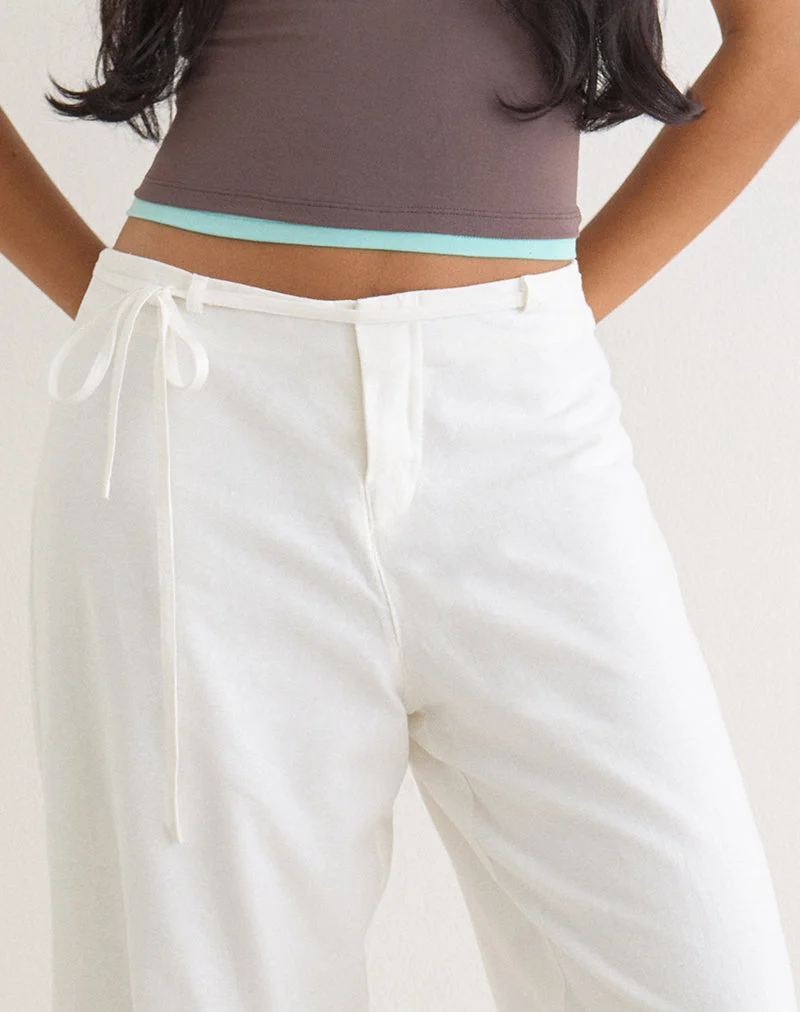 Pantalon Curisa avec nouage sur le côté, couleur ivoire