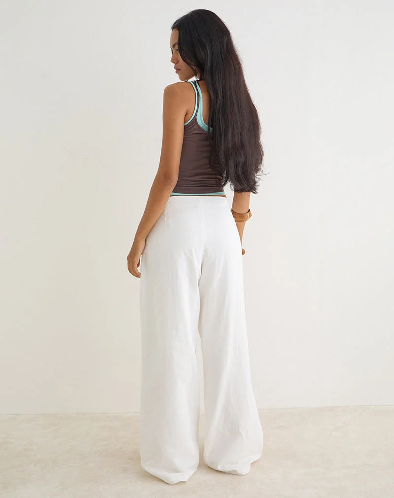 Pantalon Curisa avec nouage sur le côté, couleur ivoire